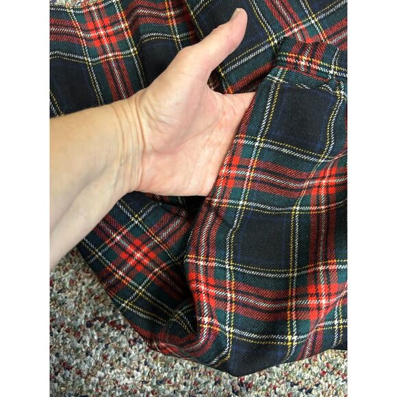Vintage 80s Pendleton Black Red Tartan Plaid Wool A-Line Midi Skirt Size 16 - Picture 10 of 13